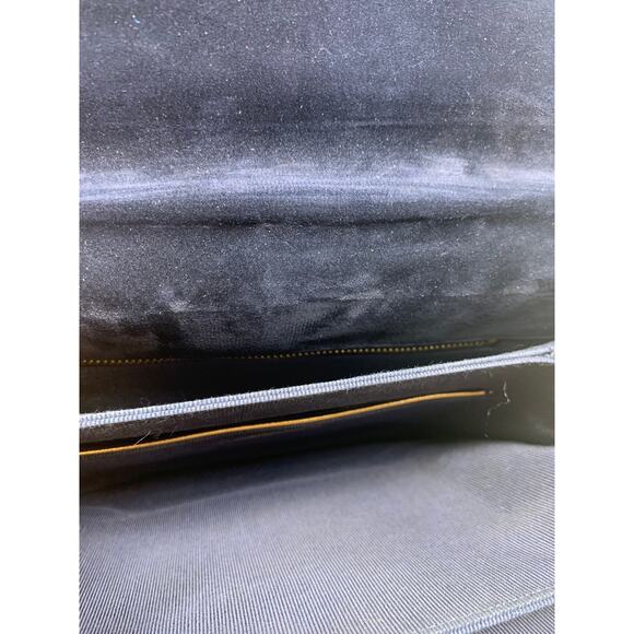 Saks Fifth Avenue Black Multicolor Suede Print Buckle Closure Purse - Picture 6 of 14